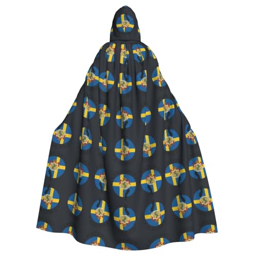 FHIZOAL Kapuzenmantel mit Schweden-Flagge, Halloween, Weihnachten, Hexe, Vampire, Sensenmann, Kostüm, Cosplay, Party FHIZOAL Kapuzenmantel mit Schweden-Flagge, Halloween, Weihnachten, Hexe, Vampire, Sensenmann, Kostüm, Cosplay, Party von FHIZOAL