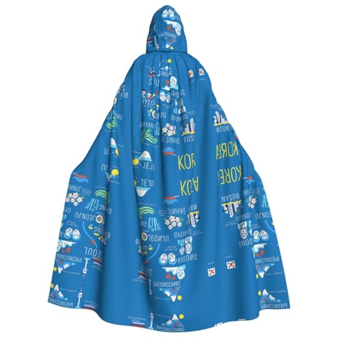 FHIZOAL Koreanische Städte und Sehenswürdigkeiten Erwachsenen-Umhang mit Kapuze, Vampir-Hexenumhang, Halloween, Weihnachten, Cosplay, Kostüme, Themenpartys von FHIZOAL