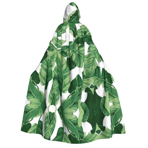 FHIZOAL Niedlicher grüner Palmenblätter, Umhang mit Kapuze, Vampir-Hexenumhang, Halloween, Weihnachten, Cosplay, Kostüme, Themenpartys von FHIZOAL