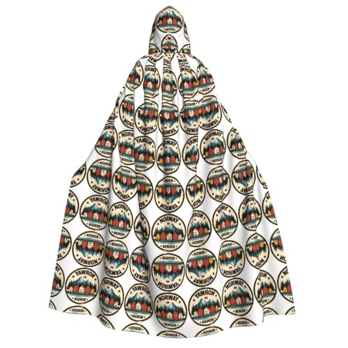 FHIZOAL Norwegen Bergen Houses Mountain Erwachsene Kapuzenumhang Vampir Hexe Umhang Halloween Weihnachten Cosplay Kostüme Themenpartys von FHIZOAL
