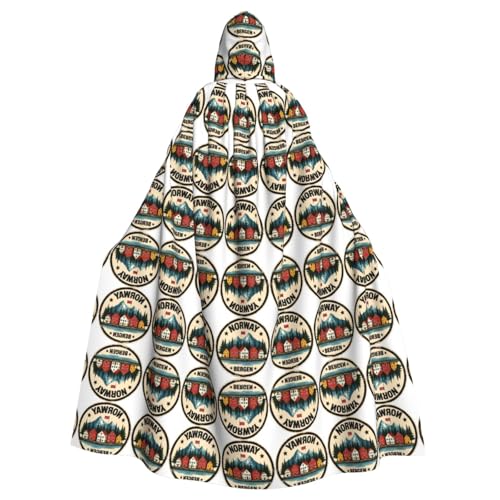 FHIZOAL Norwegen Bergen Houses Mountain Hooded Cloak Hooded Robe Halloween Christmas Witch Vampire Sensenmann Kostüm Cosplay Party von FHIZOAL