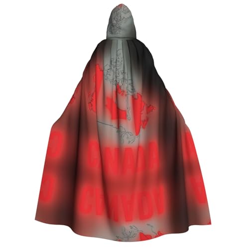 FHIZOAL Outline Of Canada Umhang mit Kapuze für Erwachsene, Vampir, Hexe, Umhang, Halloween, Weihnachten, Cosplay, Kostüme, Themenpartys von FHIZOAL