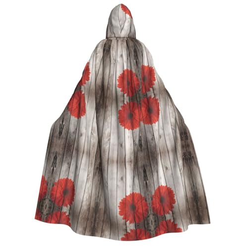 FHIZOAL Rote Dahlie mit Kapuze, für Erwachsene, Vampir-Hexenumhang, Halloween, Weihnachten, Cosplay, Kostüme, Themenpartys von FHIZOAL
