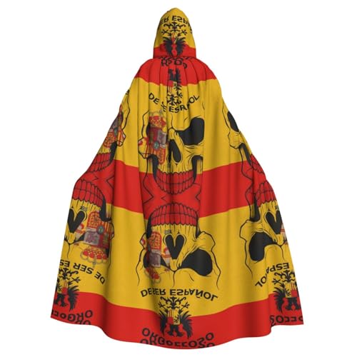 FHIZOAL Spanische Flagge, Totenkopf-Kunstdruck, Kapuzenumhang, Kapuzenmantel, Halloween, Weihnachten, Hexe, Vampire, Sensenmann, Kostüm, Cosplay, Party FHIZOAL Spanische Flagge, Totenkopf-Kunstdruck, Kapuzenumhang, Kapuzenmantel, Halloween, Weihnachten, Hexe, Vampire, Sensenmann, Kostüm, Cosplay, Party von FHIZOAL