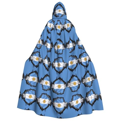 FHIZOAL Umhang mit Argentinien-Flagge, Herz, mit Kapuze, Vampir, Hexe, Umhang, Halloween, Weihnachten, Cosplay, Kostüme, Themenpartys von FHIZOAL