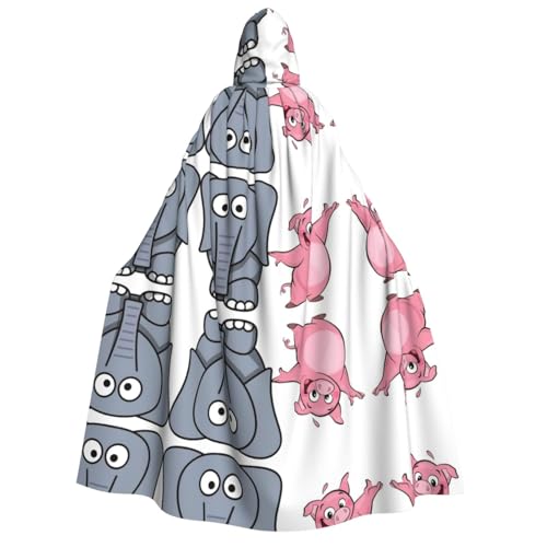 FHIZOAL Umhang mit Kapuze für Erwachsene, Elefant und Schweinchen, Vampir, Hexe, Umhang, Halloween, Weihnachten, Cosplay, Kostüme, Themenpartys von FHIZOAL