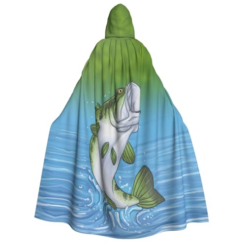 FHIZOAL Umhang mit Kapuze für Erwachsene, Motiv: Angeln springen aus dem Wasser, Vampir-Hexenumhang, Halloween, Weihnachten, Cosplay, Kostüme, Themenpartys von FHIZOAL
