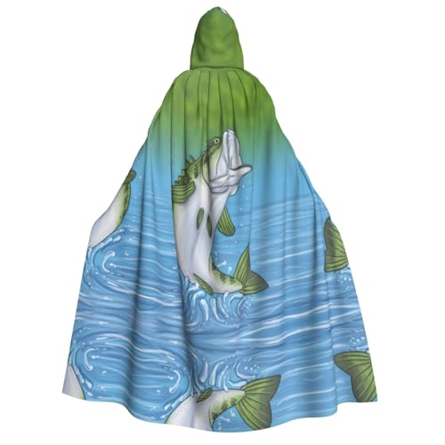 FHIZOAL Umhang mit Kapuze für Erwachsene, Motiv: Angeln springen aus dem Wasser, Vampir-Hexenumhang, Halloween, Weihnachten, Cosplay, Kostüme, Themenpartys von FHIZOAL