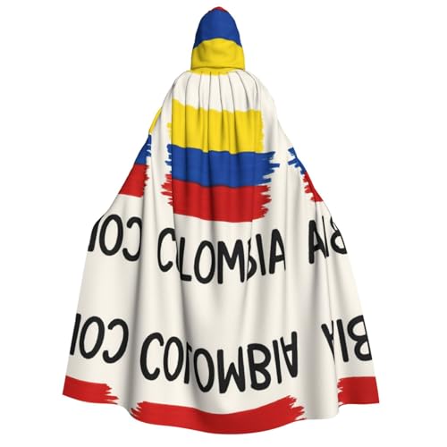 FHIZOAL Umhang mit Kapuze für Erwachsene, Motiv: Flagge Kolumbiens, Vampir-Hexenumhang, Halloween, Weihnachten, Cosplay, Kostüme, Themenpartys von FHIZOAL