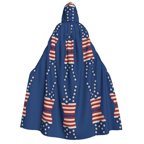 FHIZOAL Umhang mit Kapuze für Erwachsene, Motiv: Friedenshand, USA-Flagge, Vampir, Hexe, Umhang, Halloween, Weihnachten, Cosplay, Kostüme, Themenpartys von FHIZOAL