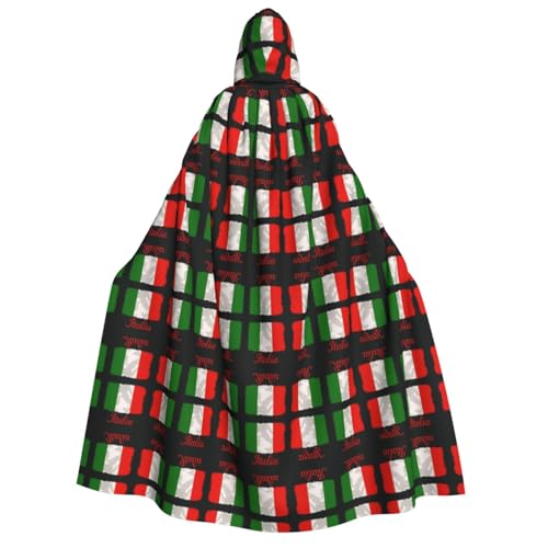 FHIZOAL Umhang mit Kapuze für Erwachsene, Motiv: Italienische Flagge, Vampir, Hexe, Umhang, Halloween, Weihnachten, Cosplay, Kostüme, Themenpartys von FHIZOAL