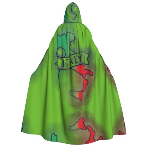 FHIZOAL Umhang mit Kapuze für Erwachsene, Motiv: Italienische Karte, Vampir, Hexe, Umhang, Halloween, Weihnachten, Cosplay, Kostüme, Themenpartys von FHIZOAL