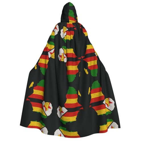 FHIZOAL Umhang mit Kapuze für Erwachsene, Motiv: Karte von Afrika, Vampir, Hexe, Umhang, Halloween, Weihnachten, Cosplay, Kostüme, Themenpartys von FHIZOAL