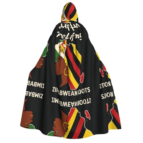 FHIZOAL Umhang mit Kapuze für Erwachsene, Motiv: Karte von Simbabwe, Vampir, Hexe, Umhang, Halloween, Weihnachten, Cosplay, Kostüme, Themenpartys von FHIZOAL