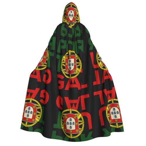 FHIZOAL Umhang mit Kapuze für Erwachsene, Motiv: Portugal-Flagge, Vampir, Hexe, Umhang, Halloween, Weihnachten, Cosplay, Kostüme, Themenpartys von FHIZOAL