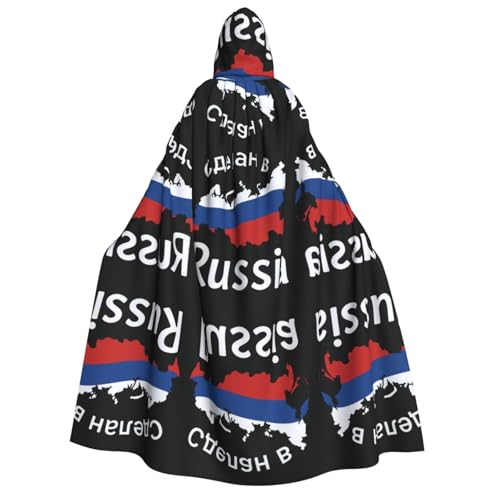 FHIZOAL Umhang mit Kapuze für Erwachsene, Motiv: Russlandkarte, Vampir, Hexe, Umhang, Halloween, Weihnachten, Cosplay, Kostüme, Themenpartys von FHIZOAL