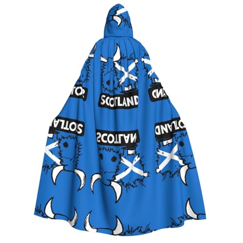 FHIZOAL Umhang mit Kapuze für Erwachsene, Motiv: schottische Flagge und Hochlandrinder, Vampir-Hexenumhang, Halloween, Weihnachten, Cosplay, Kostüme, Themenpartys von FHIZOAL