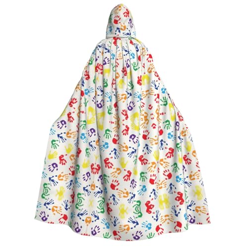 FHIZOAL Umhang mit Kapuze für Erwachsene, bunt, Handformen, Regenbogenfarben, Vampir, Hexe, Umhang, Halloween, Weihnachten, Cosplay, Kostüme, Themenpartys FHIZOAL Umhang mit Kapuze für Erwachsene, bunt, Handformen, Regenbogenfarben, Vampir, Hexe, Umhang, Halloween, Weihnachten, Cosplay, Kostüme, Themenpartys von FHIZOAL