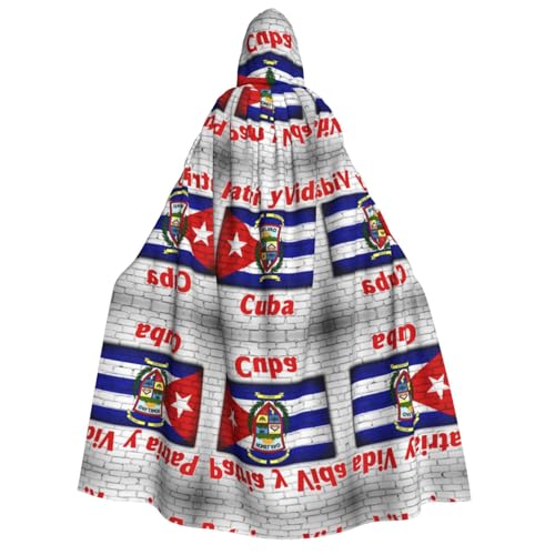 FHIZOAL Umhang mit Kuba-Flagge und Patria-Motiv für Erwachsene, Vampir-Hexe, Umhang, Halloween, Weihnachten, Cosplay, Kostüme, Themenpartys von FHIZOAL