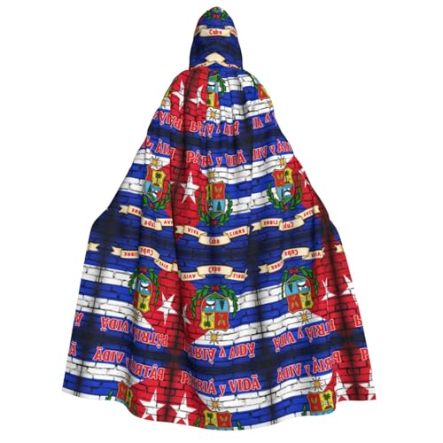 FHIZOAL Umhang mit Kuba-Flagge und Patria-Motiv für Erwachsene, Vampir-Hexe, Umhang, Halloween, Weihnachten, Cosplay, Kostüme, Themenpartys von FHIZOAL