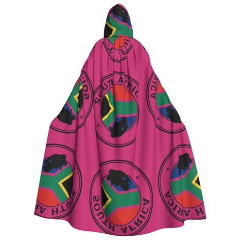 FHIZOAL Umhang mit Südafrika-Flagge für Erwachsene, mit Kapuze, Vampir-Hexenumhang, Halloween, Weihnachten, Cosplay, Kostüme, Themenpartys von FHIZOAL