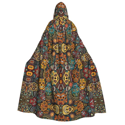 FHIZOAL Umhang mit bunten Totenköpfen für Erwachsene, mit Kapuze, Vampir, Hexe, Umhang, Halloween, Weihnachten, Cosplay, Kostüme, Themenpartys FHIZOAL Umhang mit bunten Totenköpfen für Erwachsene, mit Kapuze, Vampir, Hexe, Umhang, Halloween, Weihnachten, Cosplay, Kostüme, Themenpartys von FHIZOAL