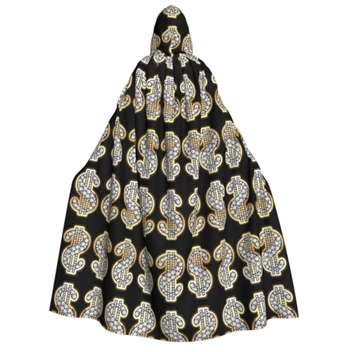 FHIZOAL Umhang mit goldenem Dollarzeichen für Erwachsene, mit Kapuze, Vampir, Hexe, Umhang, Halloween, Weihnachten, Cosplay, Kostüme, Themenpartys FHIZOAL Umhang mit goldenem Dollarzeichen für Erwachsene, mit Kapuze, Vampir, Hexe, Umhang, Halloween, Weihnachten, Cosplay, Kostüme, Themenpartys von FHIZOAL