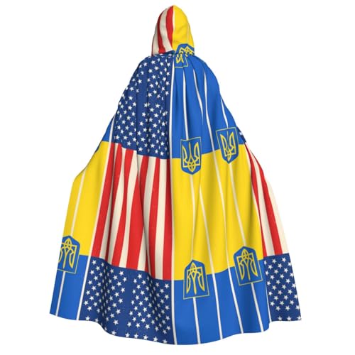 FHIZOAL Usa und Ukraine Kapuzenumhang für Erwachsene, Vampir-Hexenumhang, Halloween, Weihnachten, Cosplay, Kostüme, Themenpartys von FHIZOAL