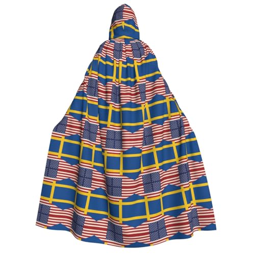 FHIZOAL Vereinigte Staaten und Schweden Kapuzenumhang für Erwachsene, Vampir-Hexenumhang, Halloween, Weihnachten, Cosplay, Kostüme, Themenpartys von FHIZOAL