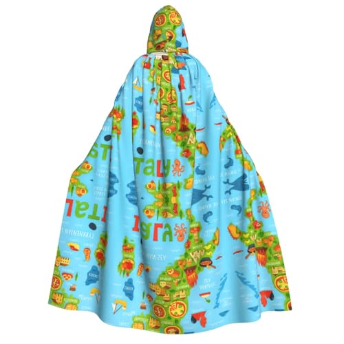 Italienische Karte mit Lebensmittel-Symbolen, Umhang mit Kapuze, Vampir-Hexe, Umhang, Halloween, Weihnachten, Cosplay, Kostüme, Themenpartys von FHIZOAL