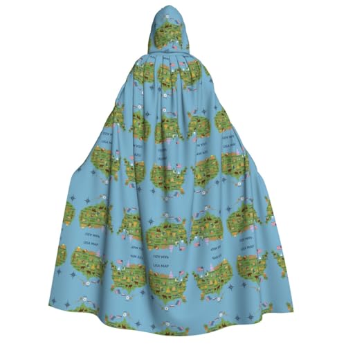 Umhang mit Kapuze, Motiv: USA-Weltkarte mit Symbolen, für Erwachsene, Vampir-Hexe, Umhang, Halloween, Weihnachten, Cosplay, Kostüme, Themenpartys Umhang mit Kapuze, Motiv: USA-Weltkarte mit Symbolen, für Erwachsene, Vampir-Hexe, Umhang, Halloween, Weihnachten, Cosplay, Kostüme, Themenpartys von FHIZOAL