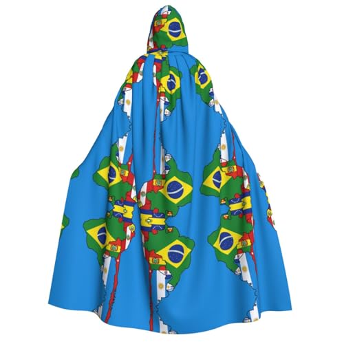 Umhang mit Kapuze für Erwachsene, Motiv: Südamerika-Flaggen, Vampir, Hexe, Umhang, Halloween, Weihnachten, Cosplay, Kostüme, Themenpartys von FHIZOAL