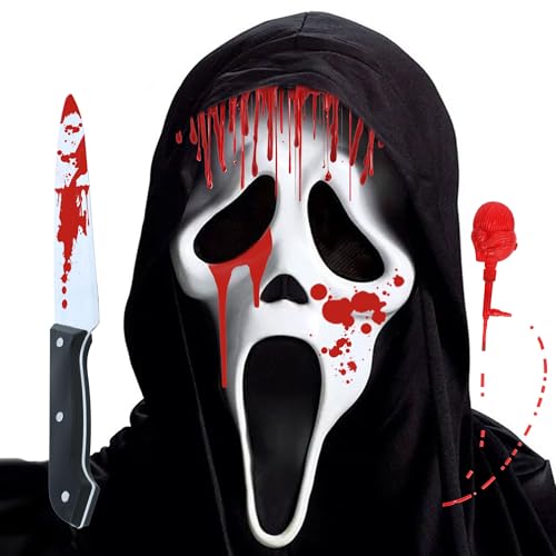 FIANA FASHIONS Blutende Halloween Geist Gesichtsmaske mit Fake Blood Pump - Gruselige Horror Kostüm Maske für Erwachsene & Teens, Trick or Treat, Fasching & Cosplay FIANA FASHIONS Blutende Halloween Geist Gesichtsmaske mit Fake Blood Pump - Gruselige Horror Kostüm Maske für Erwachsene & Teens, Trick or Treat, Fasching & Cosplay von FIANA FASHIONS