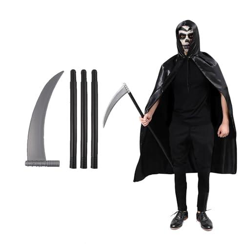FIANA FASHIONS Halloween Sensenmann Requisite 110cm - 4 Stück Leichte Kunststoff Sensenmann Waffe Zubehör für Fasching Kostüm Partys FIANA FASHIONS Halloween Sensenmann Requisite 110cm - 4 Stück Leichte Kunststoff Sensenmann Waffe Zubehör für Fasching Kostüm Partys von FIANA FASHIONS