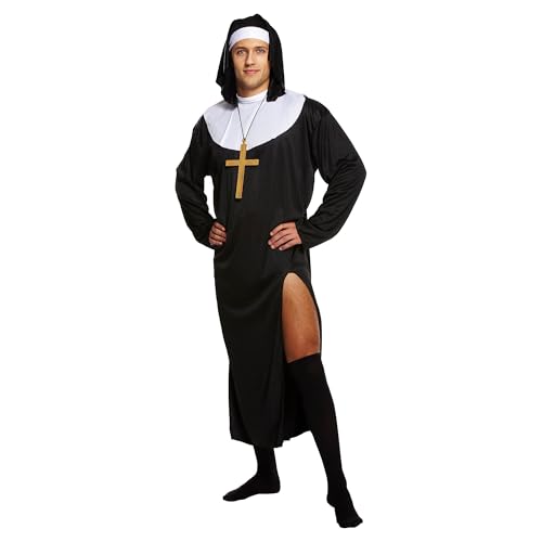 FIANA FASHIONS Herren Nonne Kostüm Lustige Erwachsene Verkleidung Robe mit Kopfbedeckung Ideal für Junggesellenabschiede, Halloween & Horror Cosplay Dressup Einheitsgröße FIANA FASHIONS Herren Nonne Kostüm Lustige Erwachsene Verkleidung Robe mit Kopfbedeckung Ideal für Junggesellenabschiede, Halloween & Horror Cosplay Dressup Einheitsgröße von FIANA FASHIONS