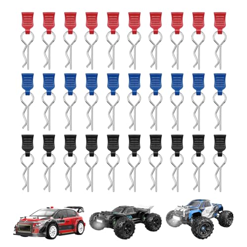 FICOFISE 30 Stück RC Karosserie Clips mit Aufreißlaschen, RC Körper Shell Pin, Edelstahl Rc Karosserieklammern Bent Springy, RC Car Clips für 1/14 1/16 1/18 Fernbedienung Auto Shell Modell Ersatzteil von FICOFISE