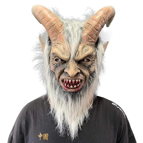 FIDFDID Lucifer Maske, Ziege Kopfbedeckung Erwachsene Cosplay, mit Hörnern gruseliger Teufel Masken, Horror-Teufel, Requisiten FIDFDID Lucifer Maske, Ziege Kopfbedeckung Erwachsene Cosplay, mit Hörnern gruseliger Teufel Masken, Horror-Teufel, Requisiten von FIDFDID