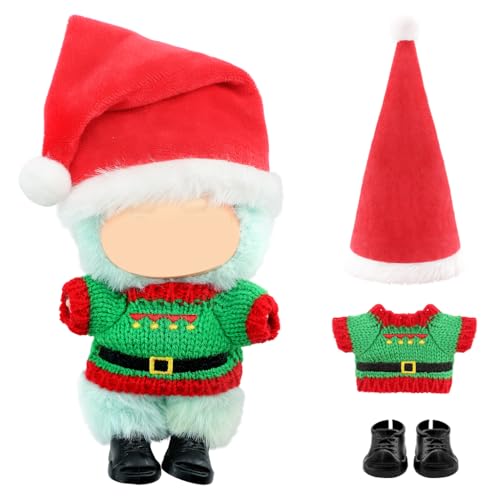 17 cm Plüschpuppen-Outfits für Blindbox-Figuren, Sommer- und Feiertagskleidung zum Spielen oder Ausstellen, Puppe Nicht enthalten (Weihnacht-Grün) von FIDWALL