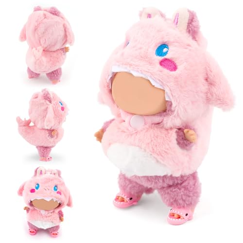 FIDWALL Tierstil-Puppenkleidung mit passenden Schuhen für 17cm Puppen, Weiches Kapuzen-Outfit, Niedliche Puppenbekleidung und Accessoires zum Spielen oder Dekorieren (Keine Puppe) (Rosa Hai) von FIDWALL