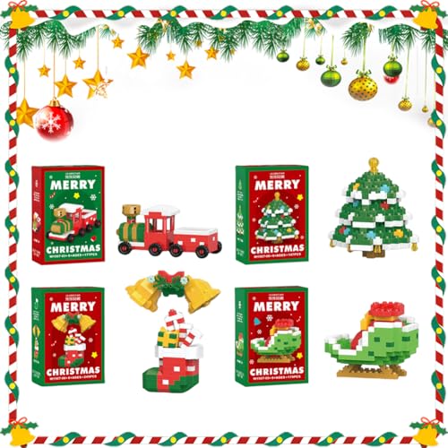 FIENZA Baustein-Set im Weihnachtsmann-Design, 4er-Pack Baustein-Ornamente mit Weihnachtsmotiv, Mini-Baufiguren, selbstgemachte, Weihnachts, Neujahrs und Geburtstagsgeschenke (B) von FIENZA