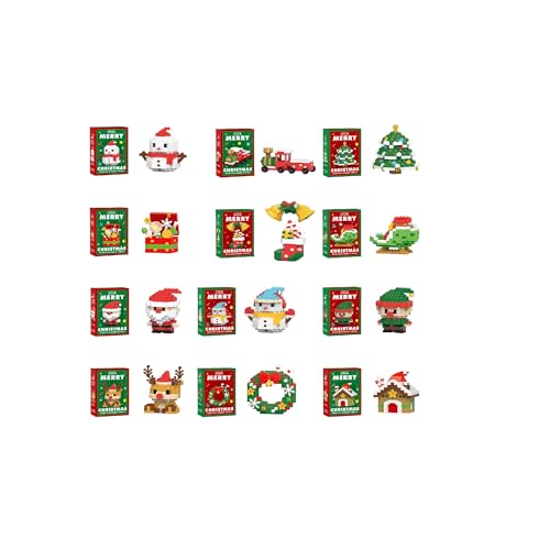 FIENZA Baustein-Set im Weihnachtsmann-Design, 4er-Pack Baustein-Ornamente mit Weihnachtsmotiv, Mini-Baufiguren, selbstgemachte, Weihnachts, Neujahrs und Geburtstagsgeschenke (D) von FIENZA
