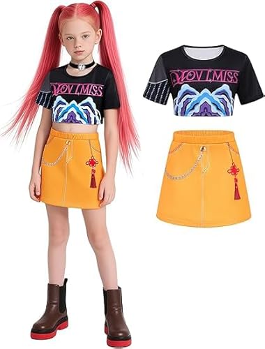 FIENZA K pop Demon Hunters Kostüm Kinder, Rumi Zoey Mira Cosplay Kostüm,Popsängerin Stickerei Mantel Top Shorts Halskette Quaste Anhänger Rumi Tanz Bühnenoutfit Set FIENZA K pop Demon Hunters Kostüm Kinder, Rumi Zoey Mira Cosplay Kostüm,Popsängerin Stickerei Mantel Top Shorts Halskette Quaste Anhänger Rumi Tanz Bühnenoutfit Set von FIENZA