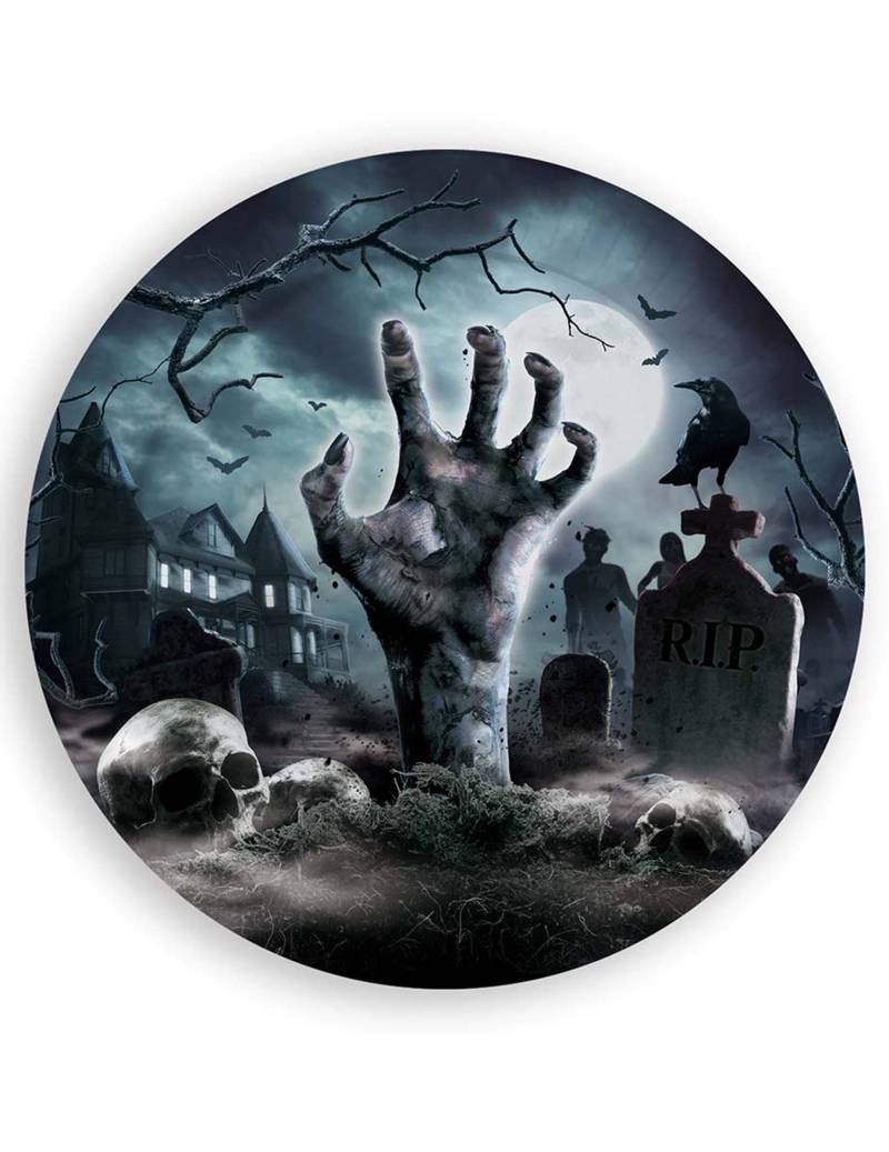 6 Zombie Teller grau 23 cm von FIESTAS GUIRCA, S.L.