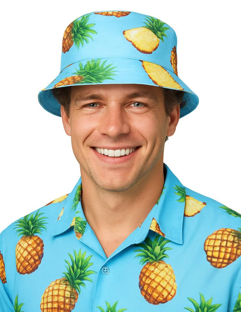 Anglerhut Hawaii Ananas für Erwachsene hellblau von FIESTAS GUIRCA, S.L.