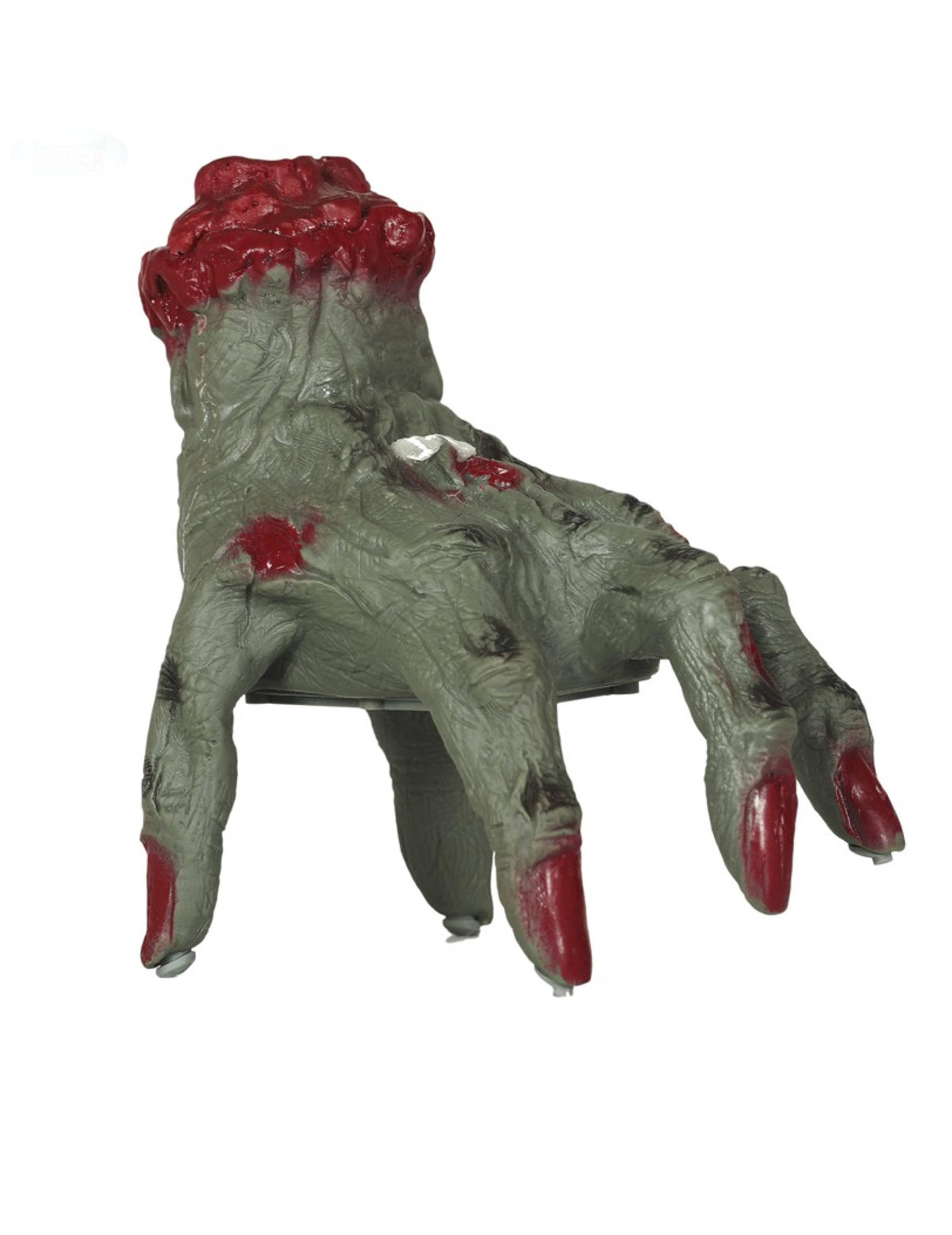 Animierte Zombiehand Halloween-Deko grün-rot 20 cm von FIESTAS GUIRCA, S.L.