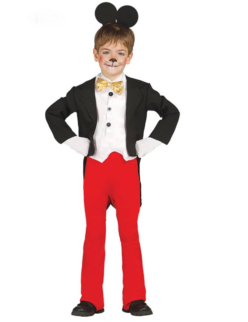 Berühmtes Maus-Kostüm für Jungen schwarz-weiss-rot von FIESTAS GUIRCA, S.L.