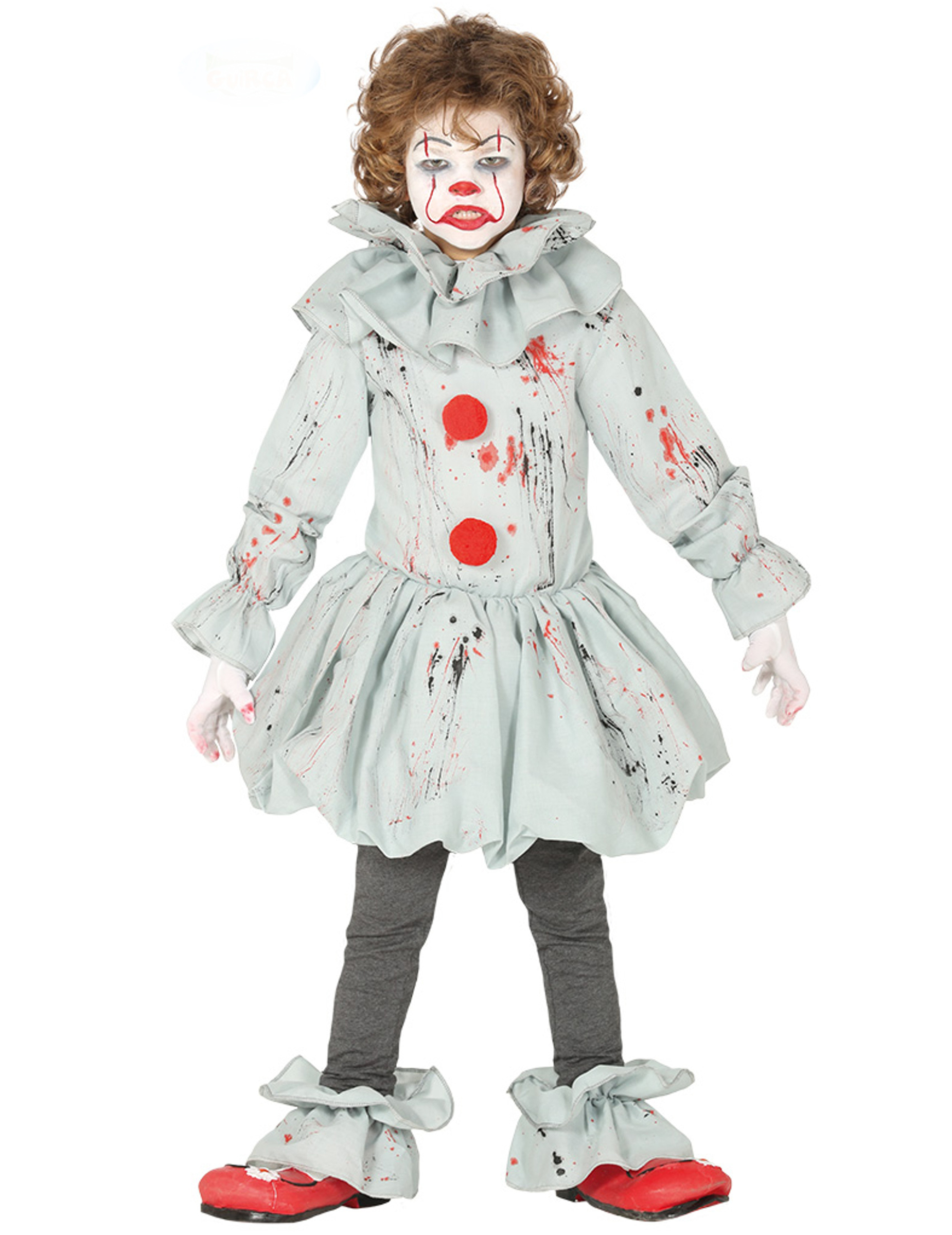Blutiger-Clown-Kostüm für Kinder grau-rot von FIESTAS GUIRCA, S.L.