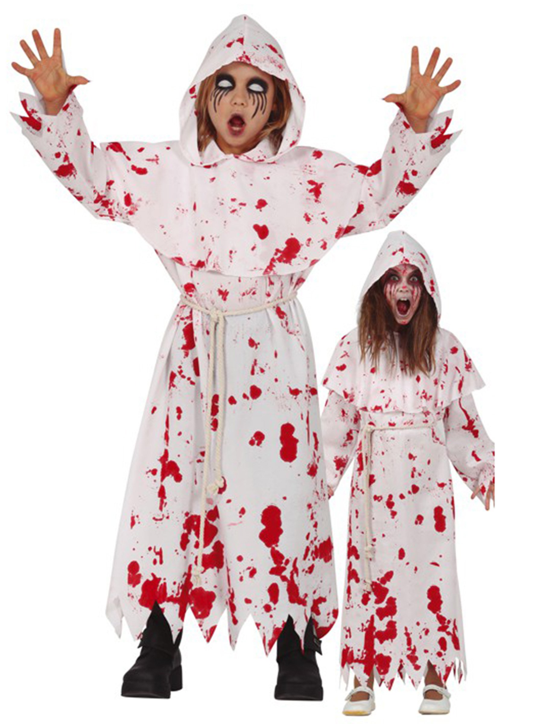 Blutiges Mönchkostüm für Kinder Halloweenkostüm weiss-rot von FIESTAS GUIRCA, S.L.