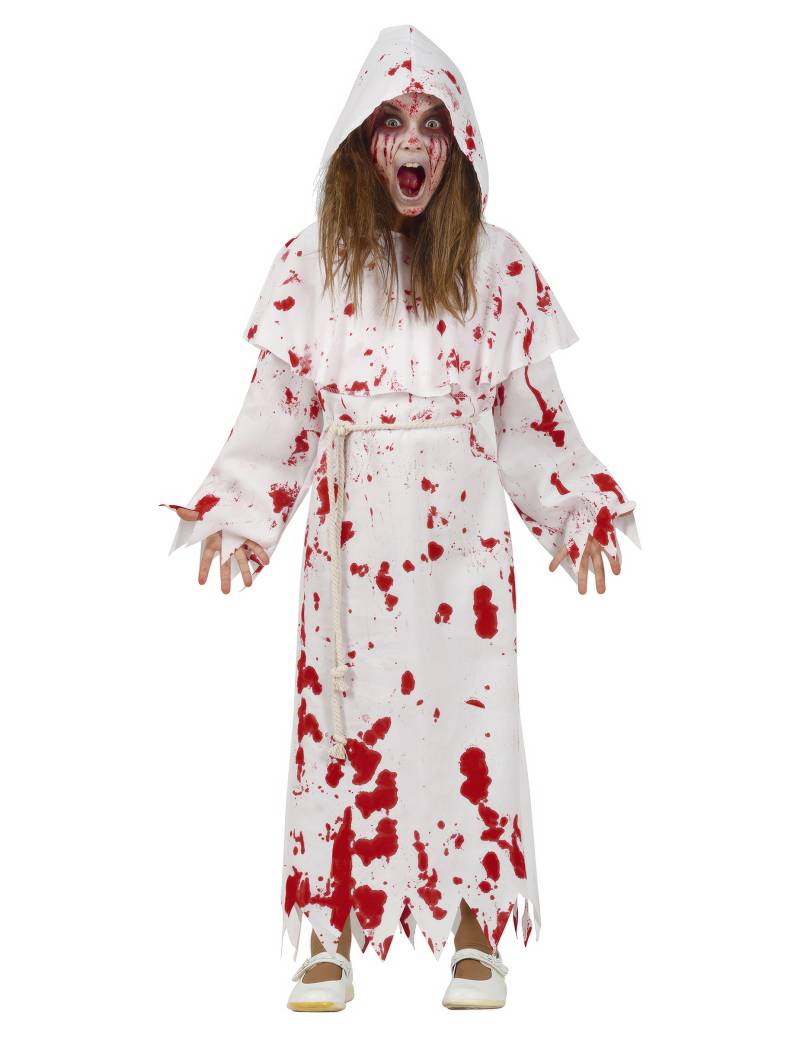 Blutiges Mönchkostüm für Kinder Halloweenkostüm weiss-rot von FIESTAS GUIRCA, S.L.