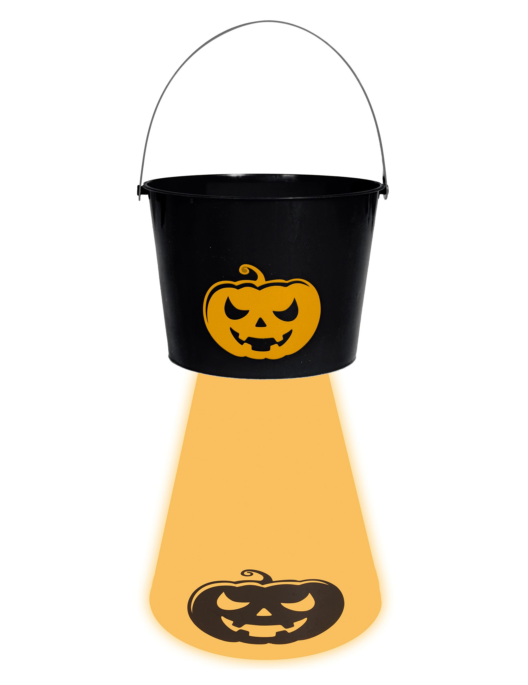 Bonbon Eimer Kürbis Schwarz mit Beleuchtung Halloween von FIESTAS GUIRCA, S.L.